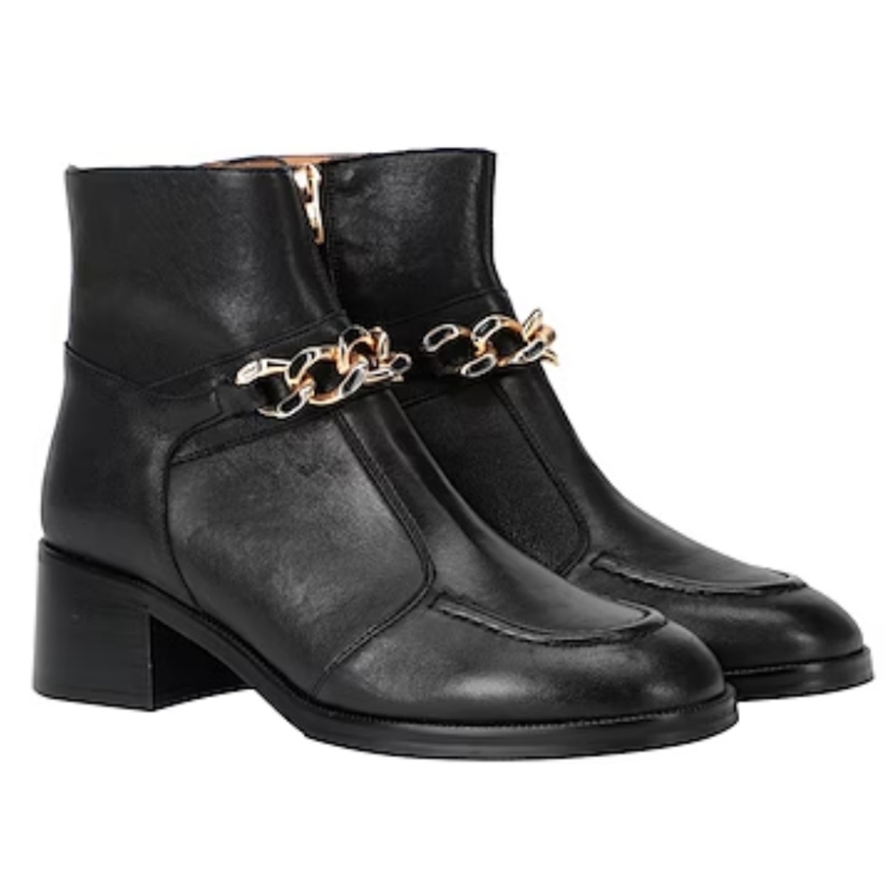 SEE BY CHLOÉ Mahe chain-embellished leather ankle boots